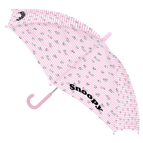 Safta Snoopy Paraguas Manual - Diametro de 70cm - Cupula con 8 Paneles - Asa y Punta de PVC - Poliester - Poe Transparente - Color Rosa