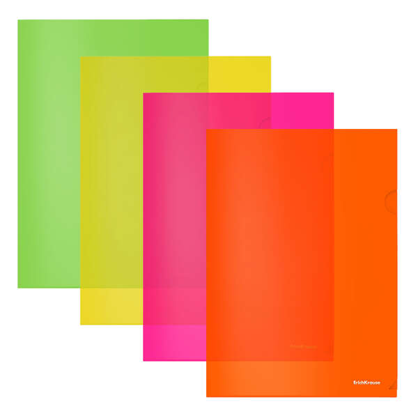 Erichkrause Dossiers Uñero Glossy Neon - A4 Semitransparente - Colores Surtidos · Pack de 12 uds.