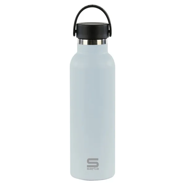 Safta Botella Termo de 600ml - Acero Inoxidable - Base de Silicona Antideslizante - Asa Superior - Color Azul Claro