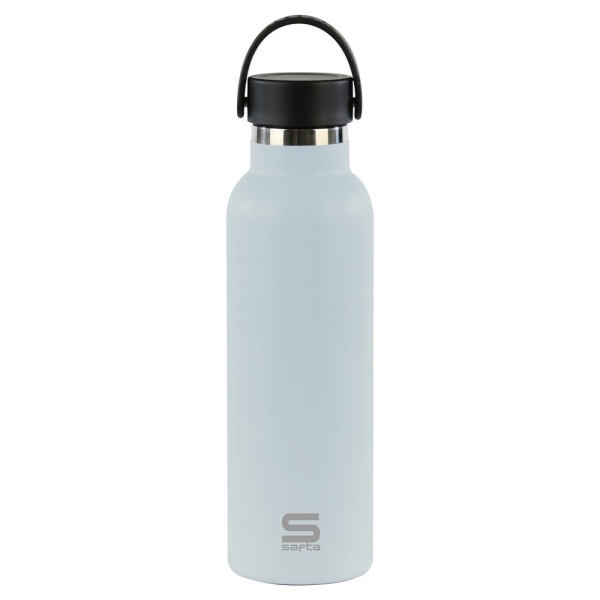 Safta Botella Termo de 600ml - Acero Inoxidable - Base de Silicona Antideslizante - Asa Superior - Color Azul Claro