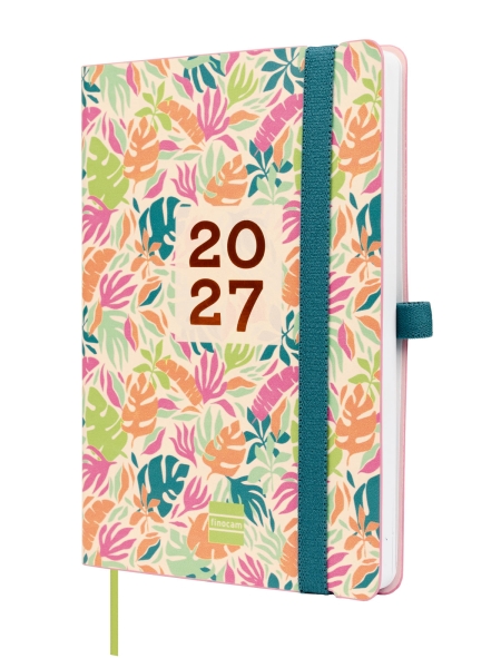 Finocam Capri Agenda de Tapa Blanda en Catalan - 16 Meses - Semana Vista Horizontal - Formato F4 - 118x168mm - Papel de 80g/m2 - Bolsillo Interior - Cierre con Goma - Multicolor