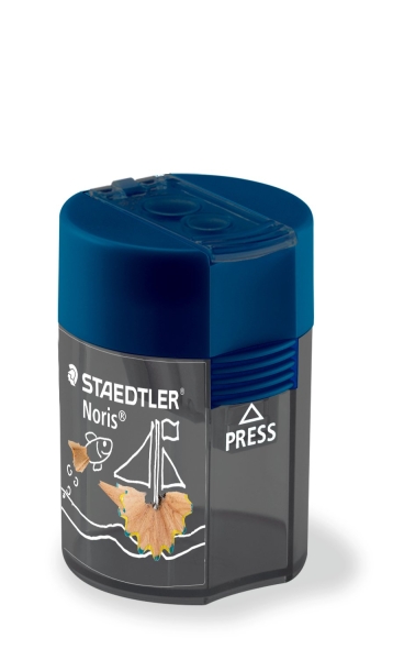 Staedtler 512 F Sacapuntas de 2 Orificios con Deposito - Para Lapices de 8.2mm y 10.2mm - Color Azul · Pack de 10 uds.