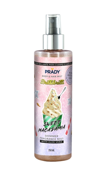 Prady Brilli Brilli Body & Hair Mist Sweet Macadamia - Frasco de 250 ml - Spray Pulverizador