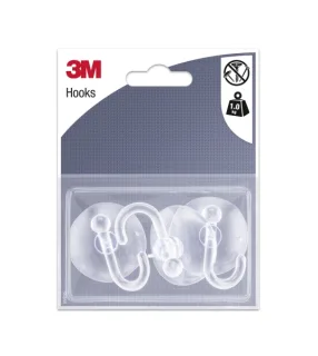 3M Pack de 3 Ganchos de Ventosa - Soporta hasta 1kg - Color Transparente