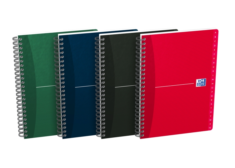 Oxford Office Essentials A5 Cuaderno de Tapa Blanda - Indice Alfabetico A-Z - 1 Linea por Pagina - 90 Hojas - Colores Surtidos · Pack de 10 uds.