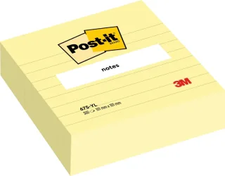 Post-It Bloc de 300 Notas Adhesivas Reposicionables - Forma Cuadrada - 101x101mm - Color Amarillo Claro