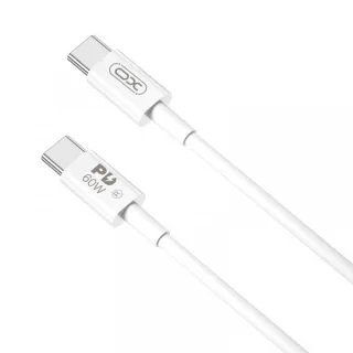 XO NBQ190 Cable de Carga - Soporta hasta 60W - USB-C a USB-C - Longitud 1m - 5-20V - Color Blanco