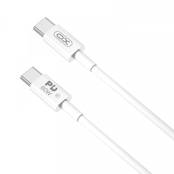 XO NBQ190 Cable de Carga - Soporta hasta 60W - USB-C a USB-C - Longitud 1m - 5-20V - Color Blanco