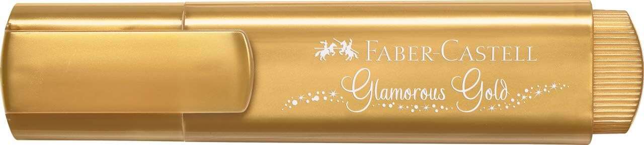 Faber-Castell Textliner 46 Metallic Marcador Fluorescente - Punta Biselada - Trazo entre 1mm y 5mm - Tinta con Base de Agua - Color Oro · Pack de 10 uds.