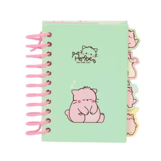 Safta Pembe The Pink Cat Bloc de Notas A7 - Tapas Duras - 80 Hojas - Gramaje 80g/m2 - Incluye 4 Separadores - 74x105mm - Color Menta