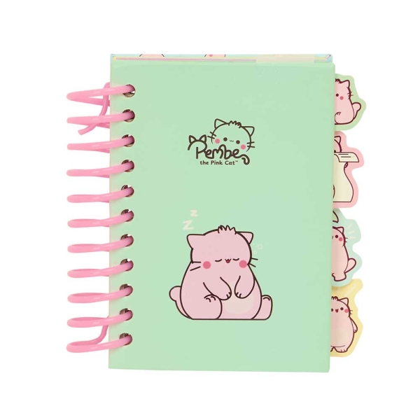 Safta Pembe The Pink Cat Bloc de Notas A7 - Tapas Duras - 80 Hojas - Gramaje 80g/m2 - Incluye 4 Separadores - 74x105mm - Color Menta