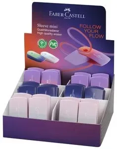 Faber-Castell Sleeve Mini Flow Expositor con 24 Gomas de Borrar con Funda - Libre de PVC - Colores Surtidos