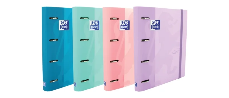 Oxford Touch A4+ Europeanbinder - Tapa Extradura Resistente - Lomo de 45mm - Anillas 4Dx35mm - Incluye Recambio 1 Linea - Colores Surtidos · Pack de 10 uds.