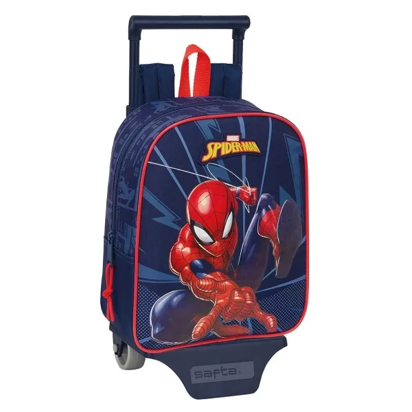 Safta Spider-Man Mochila con Carro - Tarjeta ID - Asa Superior - Mochila Extraible - Carro Resistente - 6L - 220x100x270mm - Color Azul Marino