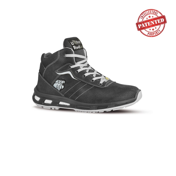 Upower Shape S ESD Calzado de Seguridad Altos - Talla 35 - Cuero Nubuck Resistente, Puntera de Aluminio, Hidrofugos, Antiarrugas, Suela Antideslizante, Proteccion S3S CI FO SR - Color Gris Oscuro