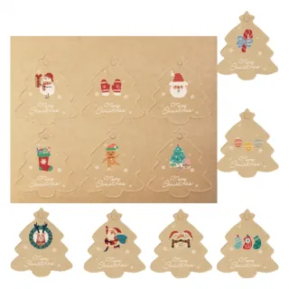 Dohe Navidad Kraft Pack de 48 Etiquetas para Regalos - Diseños Navidad - Tamaño 4,5x5cm - Troqueladas sobre Cartulina - Incluyen Cordon