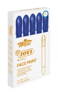 Jovi Twist Stick de Pintura de Cara - Hipoalergenico - Base Agua - Facil Aplicacion - Gran Cubricion - Seca Rapido - Facil de Retirar - sin Parabenos - Color Azul · Pack de 5 uds.