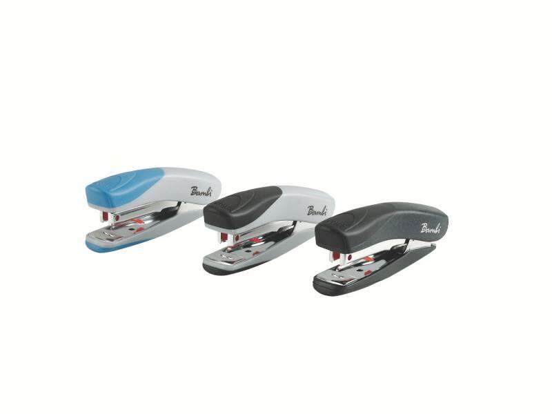 Rexel Bambi Mini Grapadora Metalica + Caja de 1.500 Grapas Nº25 - Grapa hasta 12 Hojas - Acabado de Tacto Suave - 3 Colores Surtidos · Pack de 10 uds.