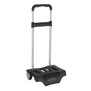 Safta Carro Portamochilas - Bolsillo Frontal - Tirador Doble - Bolsillo Interior - Bolsillo Trasero con Cremallera - Hombreras Ajustables - Asa Superior de Mano - 300x230x950mm - Color Negro