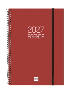 Finocam Espiral Basics Opaque Agenda - Anual 2027 - Semana Vista Horizontal - Formato E10 - 155x212mm - Espiral - Tapa de Polipropileno - Esquinas Microperforadas - Papel de 80g/m2 - Color B