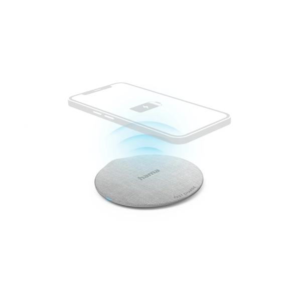 Hama QI-FC10 Metal Cargador Inalambrico - Potencia 10W - USB-C - Indicador LED - Carga Rapida - Color Blanco