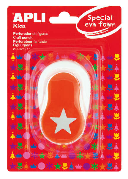 Apli Perforadora Estrella - Figura de 25.4mm - Perfora Papel, Carton, Cartulina y Goma Eva de Hasta 2mm - Deposito de Facil Apertura - Doble Uso - Ideal para Manualidades y Decoraciones - Co