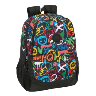 Safta Graffiti Colors Mochila Adaptable a Carro - Portabotellas - Dos Compartimentos Grandes - Tirador Doble - Hombreras Ergonomicas y Acolchadas - Asa de Mano - 23L - 320x160x440mm - Multic