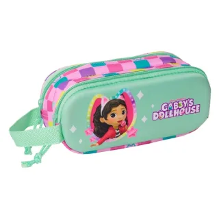 Safta Gabby'S Dollhouse Estuche Portatodo 3D de 1L - 2 Compartimentos - Cierre de Cremallera - Asa de Mano - 21x8x6cm - Color Menta