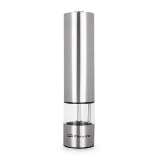 Orbegozo Molinillo Pimienta y Sal Elegance - Alta Precision Regulable - Carcasa Acero Fino - Luz Dosificacion Optima - Manejo con una Sola Mano - Funciona con Pilas - Estilo y Funcionalidad