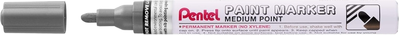 Pentel Paint Marker Marcador de Pintura - Punta Media 4.5mm - Permanente en todas las Superficies - Resistente a Luz y Agua - Cuerpo de Aluminio - Color Negro Perla · Pack de 12 uds.