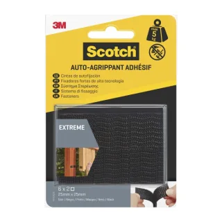 Scotch Extreme Pack de 6 Cierres Adhesivos Reposicionables - 25x25mm - Altas Prestaciones - Color Negro