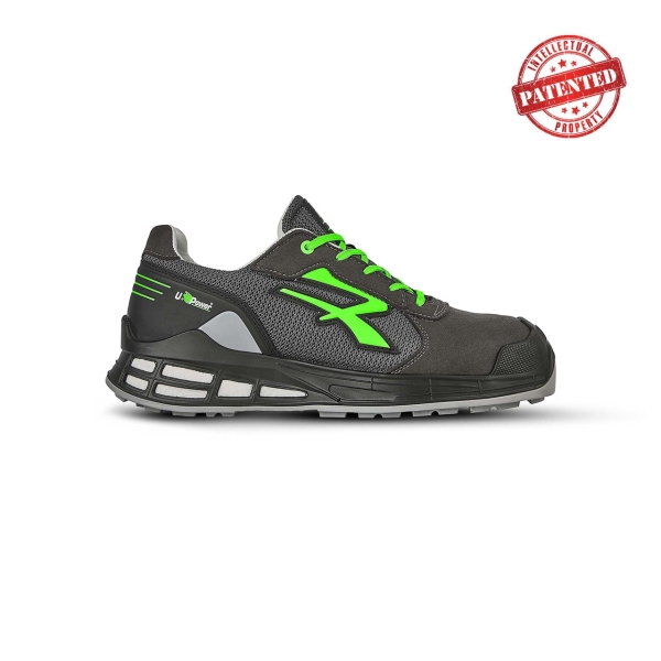 Upower Egon S ESD Calzado de Trabajo de Seguridad - Talla 35 - Empeine Transpirable, Forro de Piel de Becerro, Retorno de Energia Superior, Proteccion S1PS FO SR - Color Negro/Verde