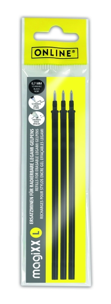 Online MagiXX L Pack de 3 Recambios de Tinta Gel Borrable - Trazo de 0.7mm - Color Negro