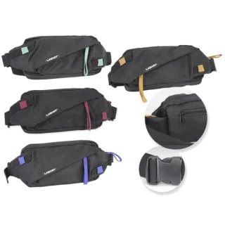 Lagart Smart Bandolera/Riñonera - 3 Bolsillos - Cinta Ajustable - Fabricada en Nylon Impermeable - Medidas 24x12x5cm - Color Negro con Detalles en Color · Pack de 4 uds.