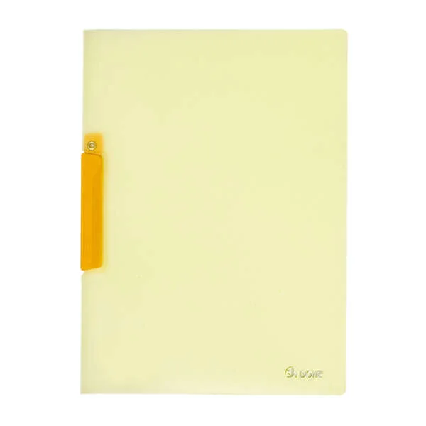 Dohe Dossier con Pinza Pivotante Tamaño A4 - Fabricado en Polipropileno Translucido de 450 Micras - Color Amarillo · Pack de 8 uds.