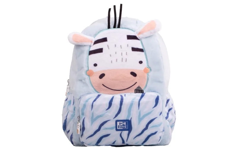 Oxford Kids Mochila Infantil 8.5L Tacto Suave Peluche Surtido Zoe Cebra - Diseño Divertido de Cebra - Tacto Suave de Peluche - Capacidad de 8.5L - Ideal para Niños