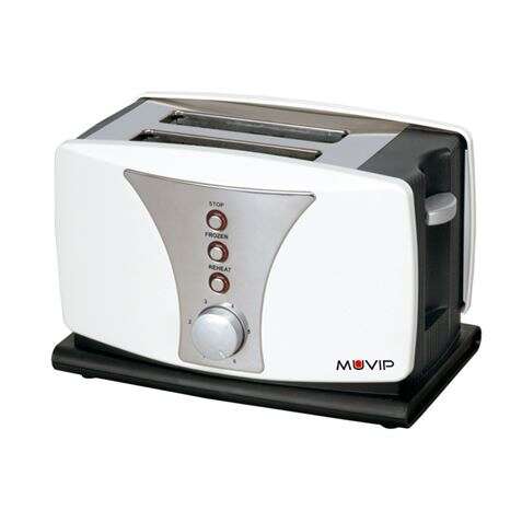 Muvip Top Design Tostadora de Pan 800W - Capacidad para 2 Rebanadas - 6 Niveles de Tostado - Funcion Calentar, Descongelacion y Recalentar - Parada Automatica y Manual