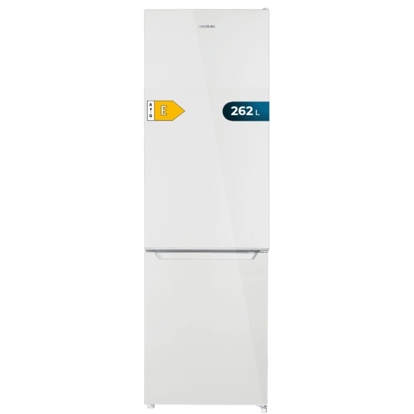 Cecotec Bolero CoolMarket Combi 262 White E Frigorifico Combi - Capacidad 262L - Luz LED - Defrost - Bandejas Interiores de Cristal - Control Electronico - Clase E - Color Blanco