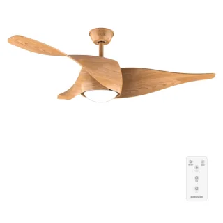 Cecotec EnergySilence Aero 5290 WhiteWood Ventilador de Techo con 3 Aspas y Luz - 40W - Diametro de 52" - 3 Tonos LED - Temporizador - 6 Velocidades - Modo Invierno - Color Madera Claro