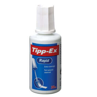 Tipp-Ex Rapid Liquido Corrector 20ml - Formula de Secado Rapido - Aplicador de Espuma · Pack de 10 uds.