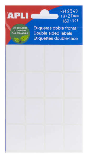 Apli Etiquetas Doble Frontal Blancas 19.0 x 27.0mm