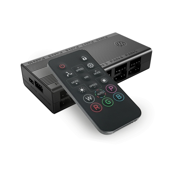 Mars Gaming MF-HUB Hub de Control PWM y ARGB - Control de la Velocidad e Iluminacion - Mando a Distancia - 80x40x17mm - Color Negro