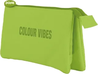 Dohe Colour Vibes Portatodo Triple - Cierre Doble con Cremallera y Tirador de Goma - Color Verde Lima