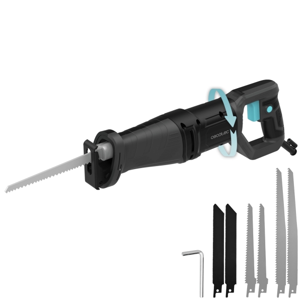 Cecotec Sierra de Sable LongFlex 710 Pro Sierra de Sable - 710W - Corte de 115mm - Recorido 20mm - Incluye 6 Cuchillas - Mango Rotatorio - Color Negro y Azul