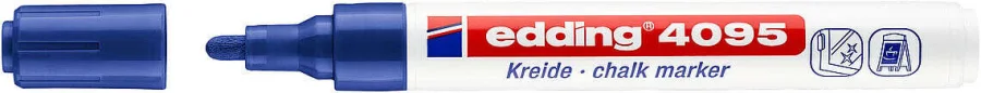 Edding 4095 Rotulador de Tiza Liquida - Punta Redonda - Trazo entre 2 y 3mm - Olor Neutro - Color Azul · Pack de 10 uds.