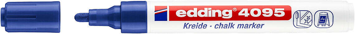 Edding 4095 Rotulador de Tiza Liquida - Punta Redonda - Trazo entre 2 y 3mm - Olor Neutro - Color Azul · Pack de 10 uds.