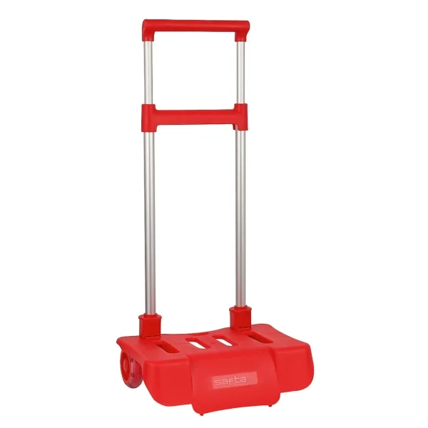 Safta Carro Portamochilas - Plegable - Ruedas Silenciosas - Cubierta de Goma - Sistema Antivuelco - Universal - 30x23x85cm - Color Rojo