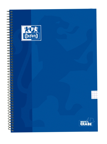 Oxford School Classic Cuaderno Espiral Tapa Extradura Write&Erase - Folio 4x4 con Margen - 80 Hojas - Color Azul Marino · Pack de 5 uds.