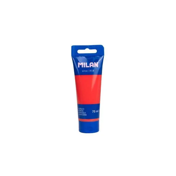 Milan Tubo de Pintura Acrilica 75ml - Pigmentos de Alta Calidad - Mezclable - Color Rojo Sandia · Pack de 6 uds.