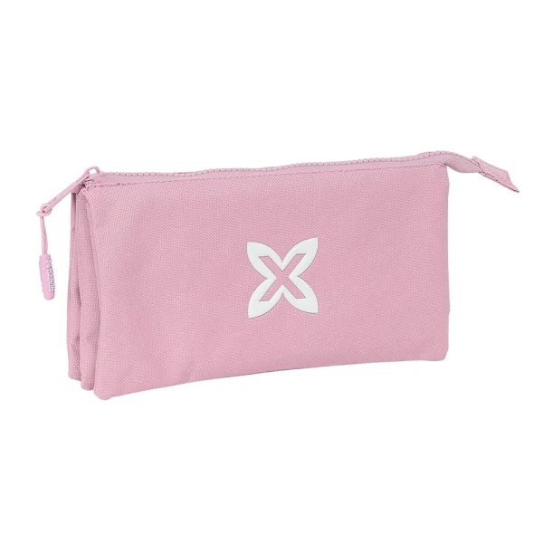 Safta Munich Basicos Portatodo - 3 Compartimentos con Cremalleras - Bolsillo Interior - 0.6L - 220x30x120mm - Color Rosa
